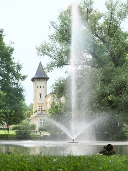 Blick über den Teich zum Rathaus